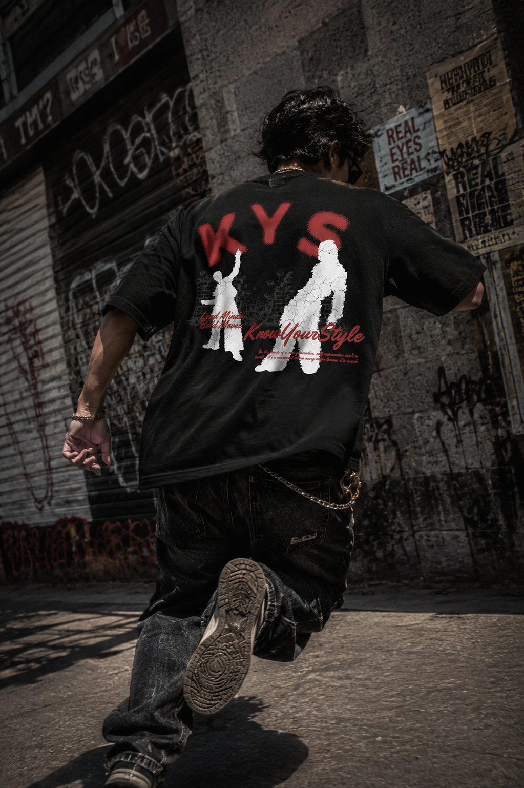 Bold Moves Oversized Tee back view - KYS streetwear