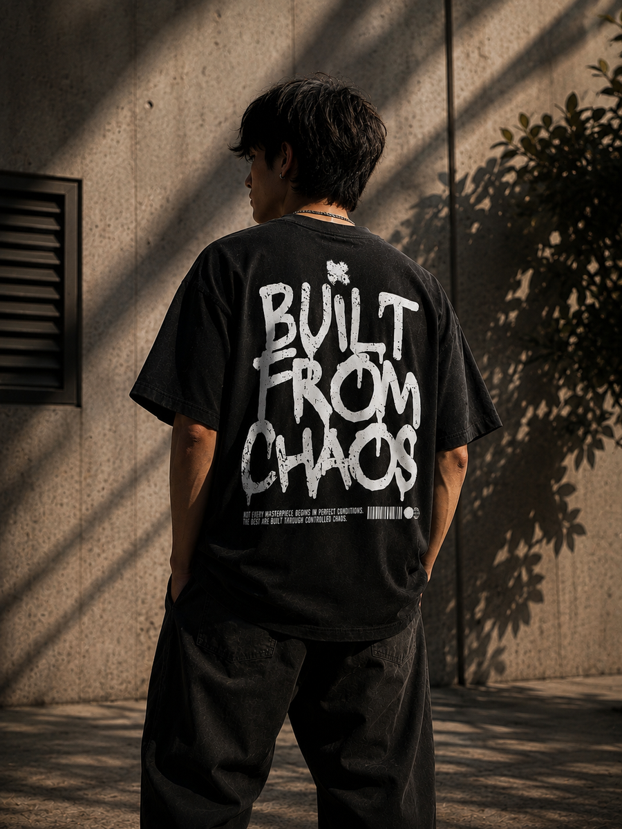 Built From Chaos Oversized Tee – Vintage Black