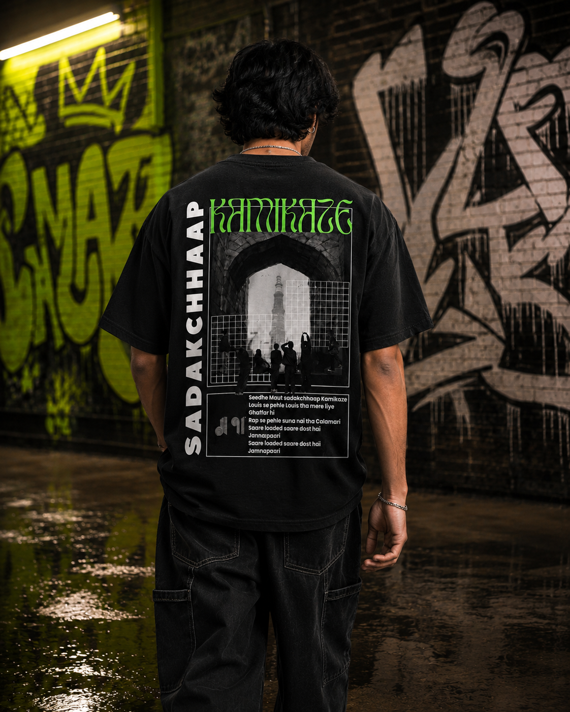 Sadakchhaap Oversized Tee back view - KYS streetwear