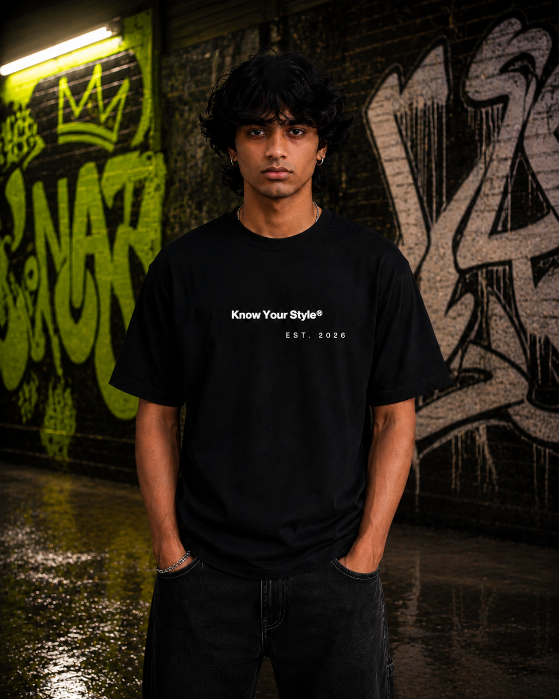 Sadakchhaap Oversized Tee front print detail - KYS streetwear