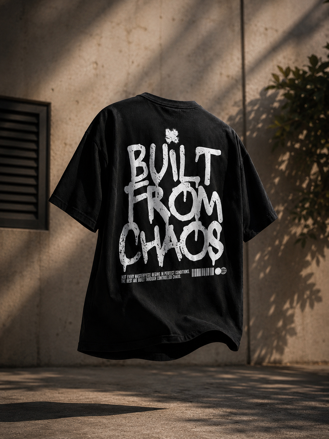 Built From Chaos Oversized Tee – Vintage Black