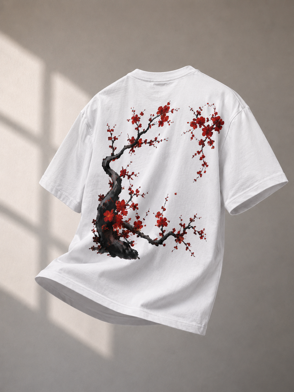 Sakura Oversized Graphic Tee front view - KYS Japanese minimalist streetwear