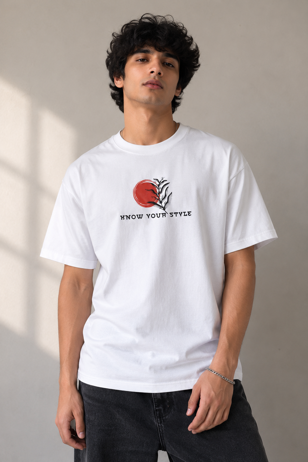 Sakura Oversized Graphic Tee front print detail - KYS streetwear